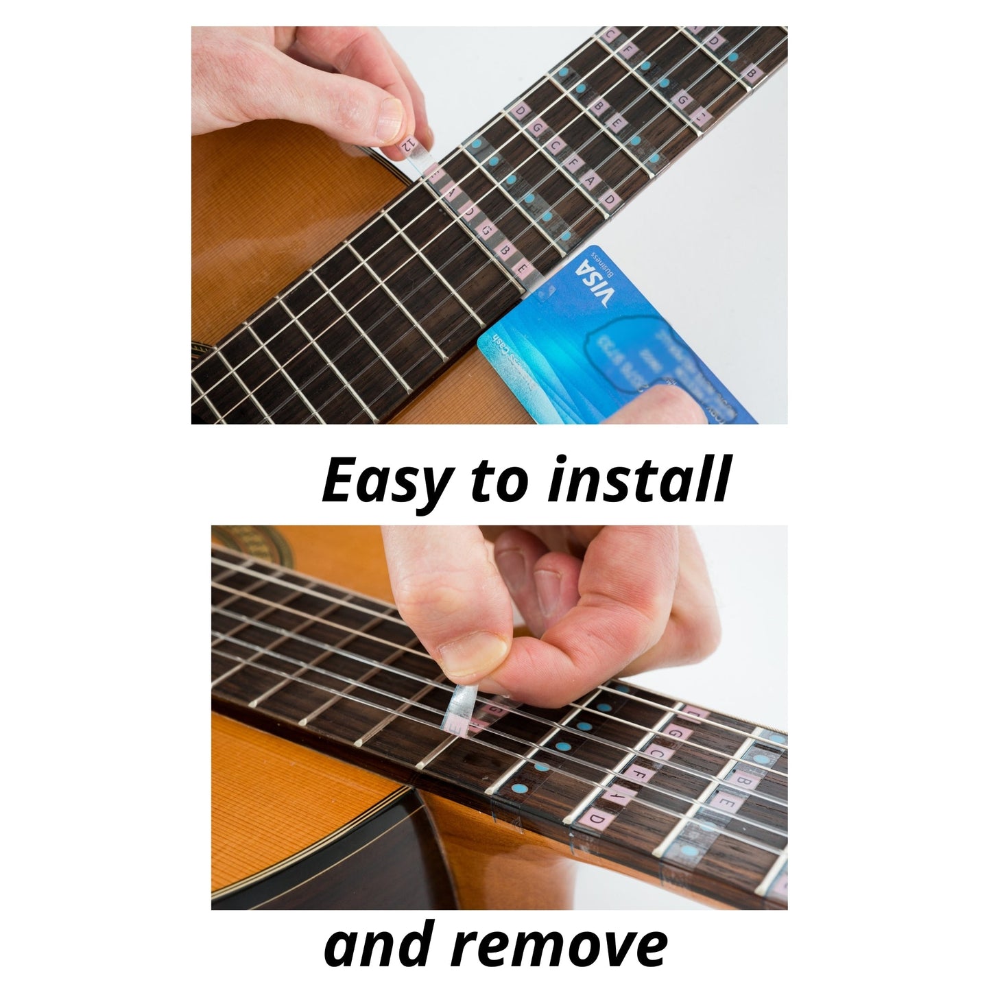 Fantastic Acoustic/Electric Guitar Finger Guide - Fretboard Stickers Frets 1-12