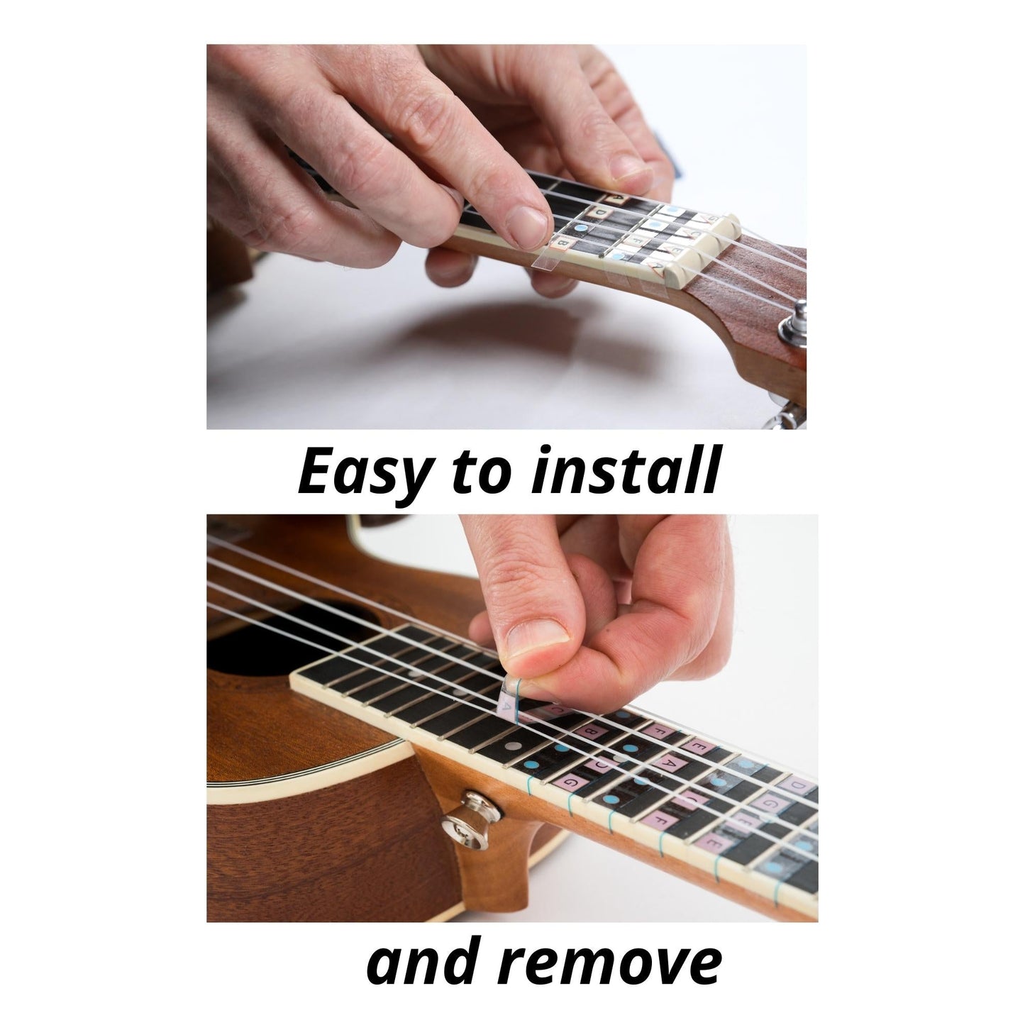 Soprano, Concert, and Tenor Ukulele Fretboard Stickers Guide